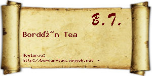 Bordán Tea névjegykártya